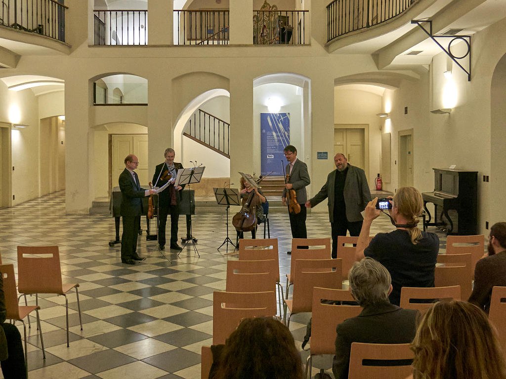 Koncert Sojkova kvarteta (Martin Kos – 1. housle; Martin Kaplan – 2. housle; Josef Fiala – viola; Hana Vítková – violoncello) - Výroční konference 2019